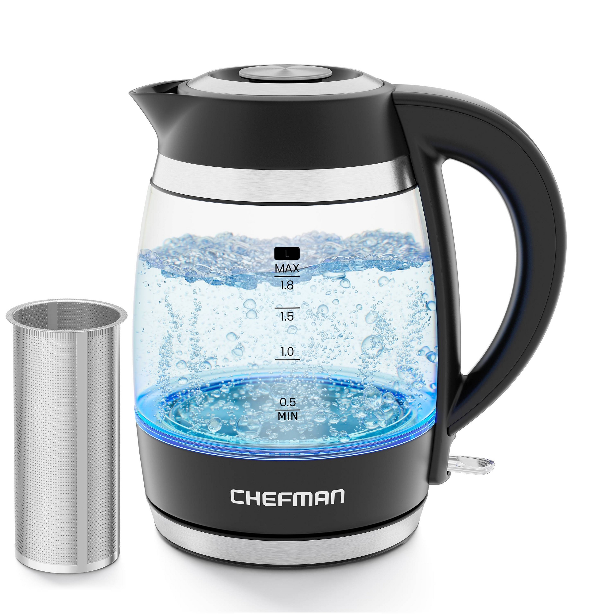 Chefman Fast-Boil 1.8L Infuser Kettle Black
