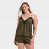 Women's Lace Trim Satin Pajama Tank Top - Auden™ - 4 of 4