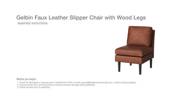 Gelbin Faux Leather Slipper Chair with Wood Legs - Threshold™, 2 of 10, play video