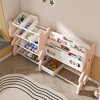 VYNXARIA Kids Toy Storage Organizer with 2-Tier Bookshelf and 12 Bins, Pink, Perfect for Playroom and Classroom - 2 of 4