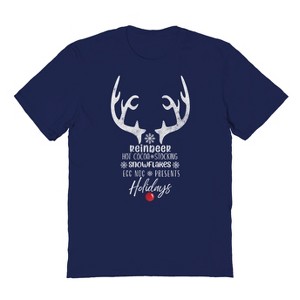 Rerun Island Men's Christmas Reindeer Short Sleeve Graphic Cotton T-shirt - 1 of 1