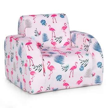 Tangkula 3-in-1 Convertible Kids Sofa Multifunctional Toddler Lounger Upholstered Chair Couch Pink/Blue