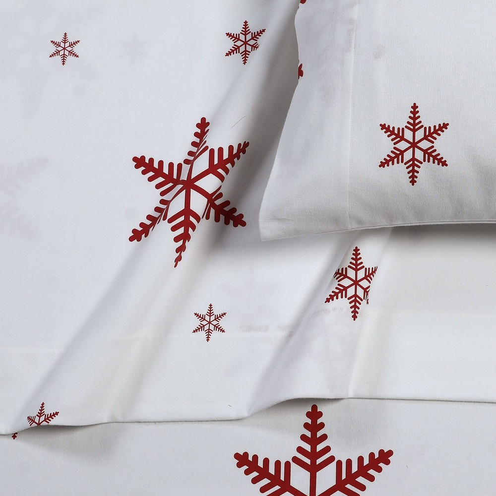 Photos - Pillowcase Tribeca Living Standard Bianca Snowflakes Portuguese Cotton Flannel Pillow