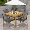 Tangkula 5 PCS Patio Dining Set Acacia Wood Table w/ 1.9" Umbrella Hole Wicker Armchairs - image 3 of 4