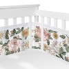Sweet Jojo Designs Crib Bedding + BreathableBaby Breathable Mesh Liner Girl Vintage Floral Pink Green and Yellow - 3 of 4