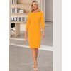 INSPIRE CHIC Women's 3/4 Sleeve Split Neck Wear to Work Business Sheath Dresses - 4 of 4