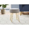 Monarch Specialties Ottoman Pouf Footrest Foot Stool 14Inch Round Fabric Metal Legs Grey Gold Contemporary Modern - 2 of 4