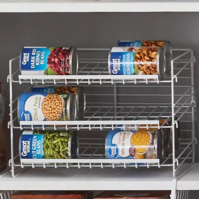 LunaLulinlk 3-Tier Can Dispenser Rack Organizer Powder Coated Steel White