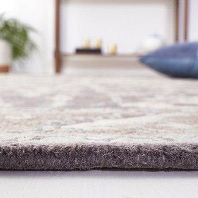 Blossom Dark Gray and Light Brown Floral Wool Area Rug, 6' x 9'