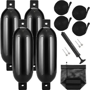 VEVOR Boat Fenders, 5.5" x 20" Boat Bumpers for Docking, Inflatable Ribbed Fender with Center Holes, Marine Boat Dock Fender Bumper, Black - 1 of 4
