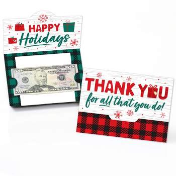 Big Dot of Happiness Holiday Thank You - Christmas Appreciation Money And Gift Card Holders - Set of 8