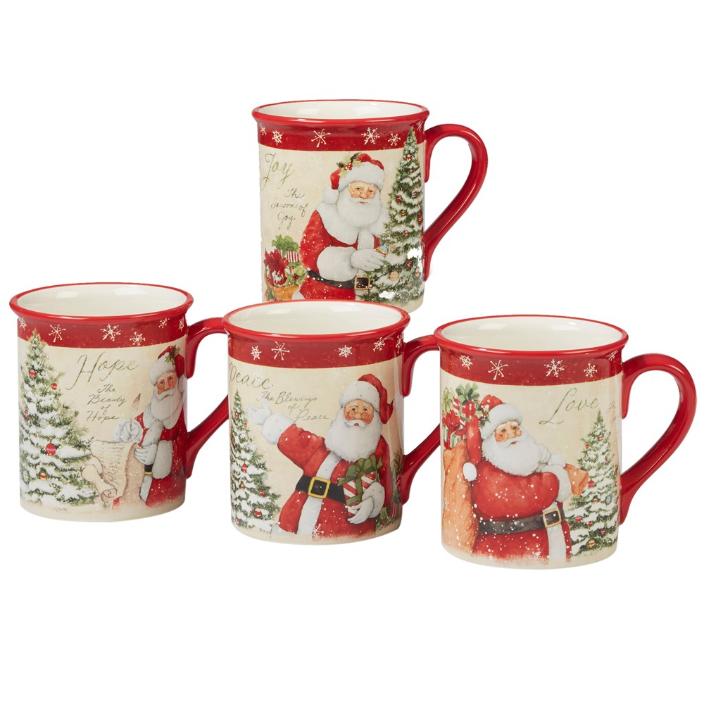 Photos - Glass Certified International 18oz 4pk Holiday Wishes Ceramic Mugs  