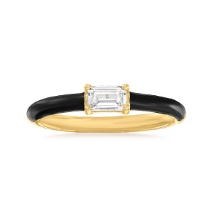 Ross-Simons Italian .30 Carat CZ and Black Enamel Ring in 18kt Gold Over Sterling - 1 of 4