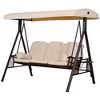 Outsunny Outdoor Patio 3-Person Steel Canopy Cushioned Seat Bench Swing with Included Side Trays & Padded Comfort - 4 of 4