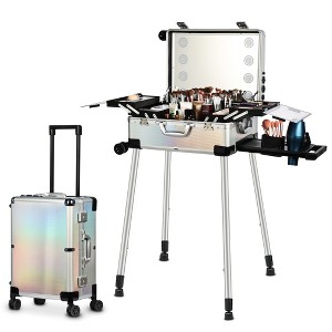 Lockable Rolling Makeup Train Case with LED Mirror - 1 of 4