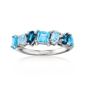 Ross-Simons 1.50 ct. t.w. Multi-Shaped Tonal Blue Topaz Ring in Sterling Silver - 1 of 4