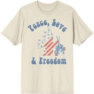 Americana Peace Love & Freedom Men's Natural T-Shirt - 1 of 3