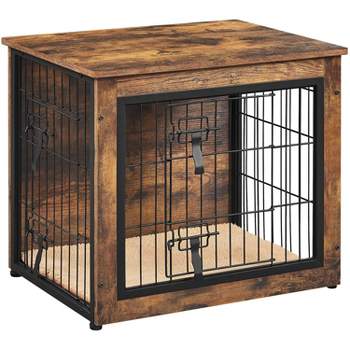 Yaheetech Industrial Multi-functional Dog Crate Furniture Wooden Dog Kennel, Rustic Brown
