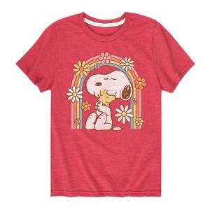 Boys' - Peanuts - Retro Flower Rainbow Short Sleeve Graphic T-Shirt - 1 of 4