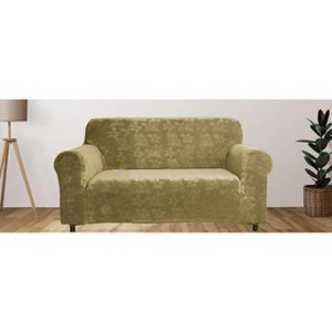 J&V TEXTILES Rich Floral Pattern Velvet Stretch Chair Cover Chair Slipcover Sofa Cover Furniture Protector Couch Soft with Elastic Bottom - 1 of 3