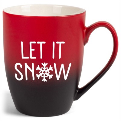 Elanze Designs Let It Snow Baby Let It Reindeer Two Toned Ombre Matte Red and Black 12 ounce Ceramic Stoneware Coffee Cup Mug