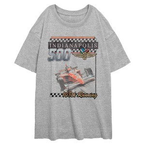 Juniors Womens Indy 500 Distressed 108th Running Poster T Shirt - 1 of 4