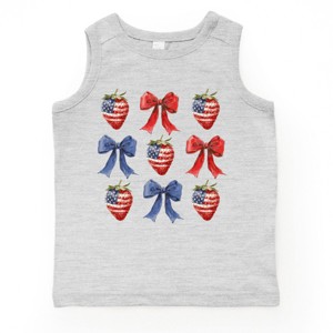 The Juniper Shop Coquette Bows And USA Strawberries Toddler Tank - 1 of 4