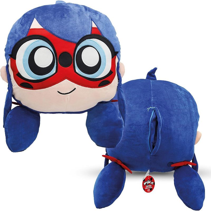 Miraculous Ladybug Huggie Hideaway 16.5-inch Plush Pillow, Super Cute Soft Stuffed Toy for Kids with Large Zipper Secret Pocket in The Back, 3 of 10