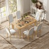 7 Piece Dining Set, Dining Table Set For 6, Dining Set Solid Wood, Dining Sets Round With 6 High-Back Design Chairs For Dining Room-Cuddlewood - 3 of 4