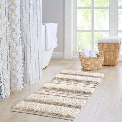 Asher Natural Hand-Woven Textured Striped Bath Rug