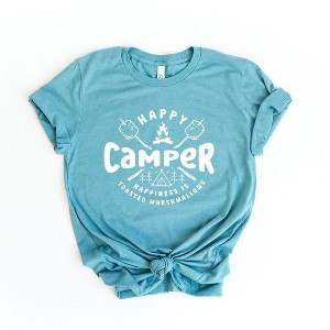 Simply Sage Market Women's Happy Camper Toasted Marshmallow Short Sleeve Graphic Tee - 1 of 2