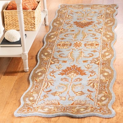 Blue and Beige Hand-Tufted Wool Area Rug, 2'3" x 4'
