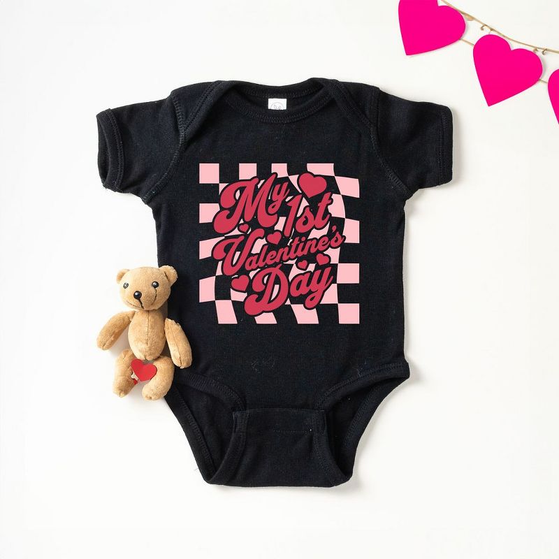 The Juniper Shop My First Valentine's Checkered Baby Bodysuit, 2 of 3