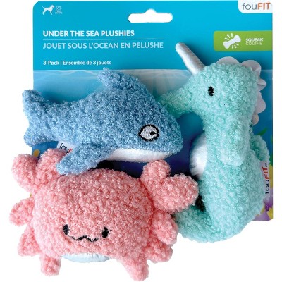fouFIT Under the Sea Shark, Seahorse and Crab 3-Pack Cat Toys - Case of 3