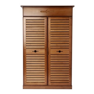 YIYIBYUS Bamboo Shoe Storage Cabinet 5 Tier Entryway Shoe Organizer with 1 Drawer and 2 Doors - 1 of 4