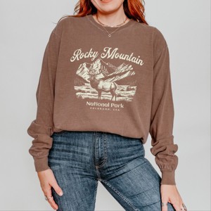 Simply Sage Market Rocky Mountain National Park Colorado USA Elk Garment Dyed Long Sleeve - L - Espresso - 1 of 4