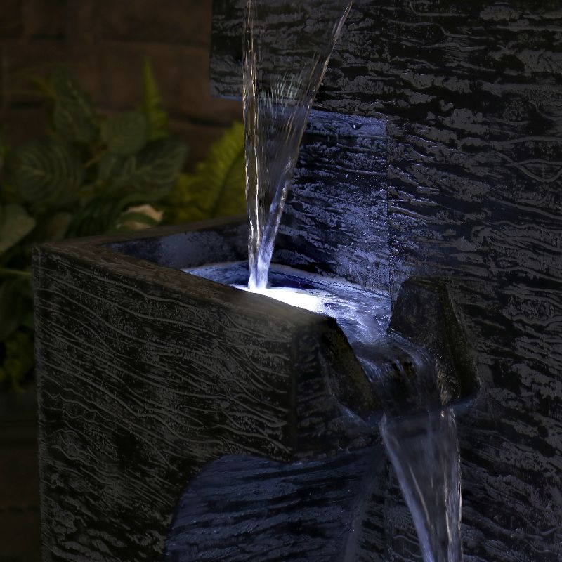 Sunnydaze 32"H Electric Polyresin Cascading Tower Tiered Outdoor Water Fountain with LED Lights, 4 of 15