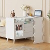 41"-79" LED L-Shaped Modern Farmhouse Sideboard Buffet Cabinet,Wood Buffet Storage Cabinet with Drawers and Shelves-The Pop Home - 2 of 4