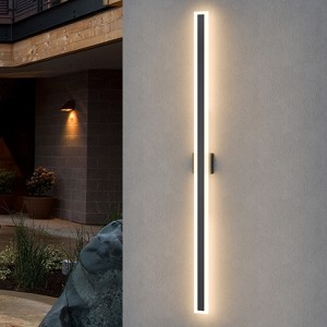 LamQee Black Long Outdoor Wall Lights Modern Exterior Lighting Fixtures LED Linear Outdoor Wall Sconces Lighting - 1 of 4