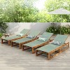 Christopher Knight Home Emile Outdoor Mesh and Acacia Wood Chaise Lounges (Set of 4) - 2 of 4