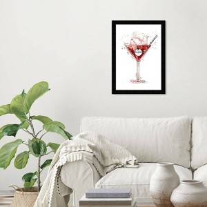 Wynwood Studio 15" x 21" Fashion Cocktail Bar Cart Framed Wall Art Print Red  : Modern Kitchen Decor, Digital Artwork, Vertical Display - 1 of 4