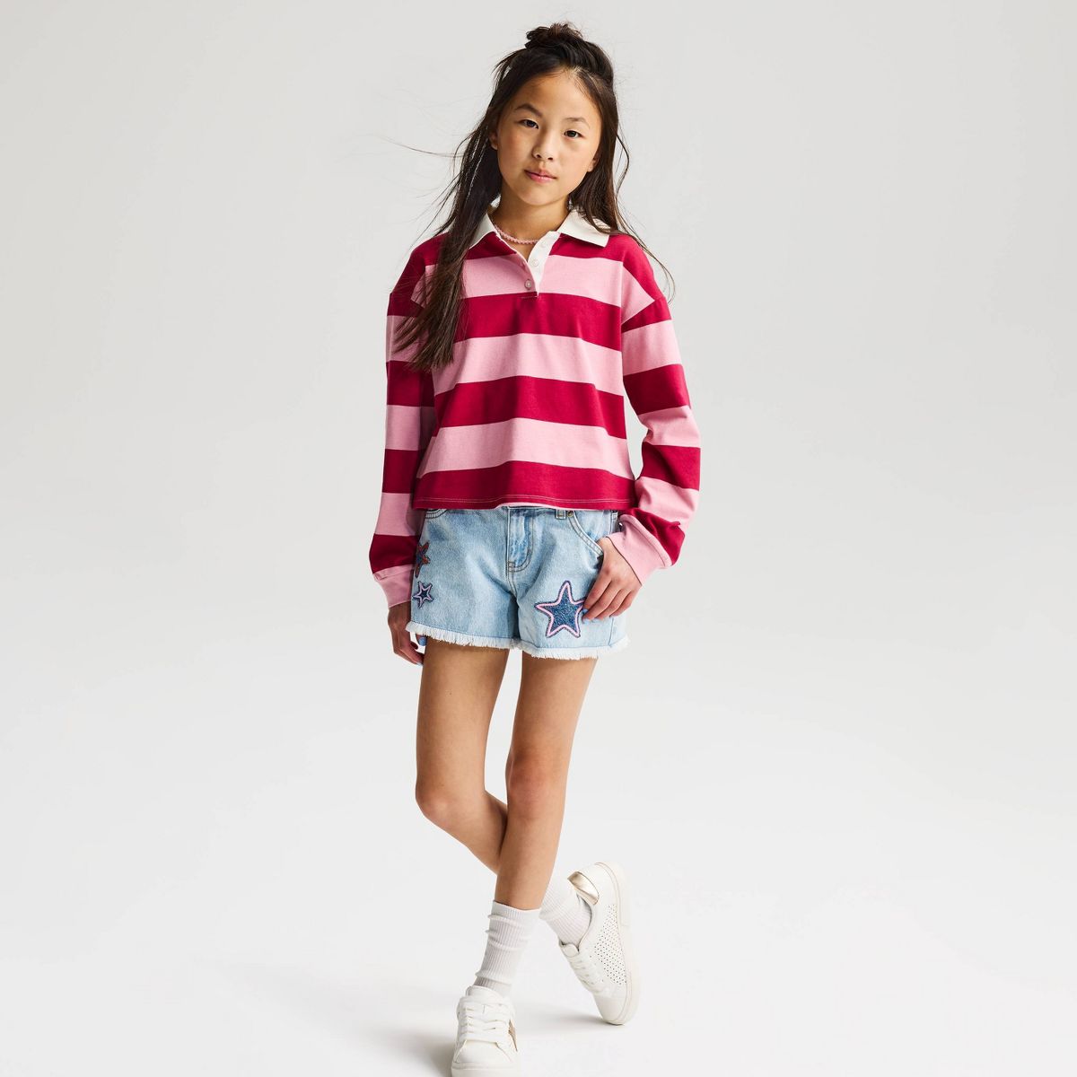 Girls' Long Sleeve Rugby Striped T-Shirt - Cat & Jack™ - thumbnail 4