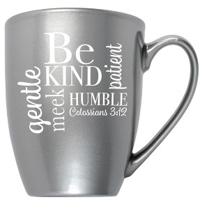 Elanze Designs Be Kind, Humble, Gentle, Meek, Patient Colossians 3:12 Grey 10 ounce New Bone China Coffee Cup Mug - 1 of 4