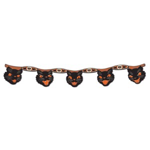 Beistle Vintage Halloween Jointed Cat Streamer, 7.5" x 4', (2/Pkg) Multicolored - 1 of 4