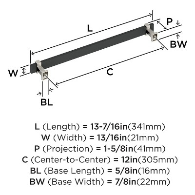 12-inch Brushed Matte Black and Satin Nickel Appliance Pull