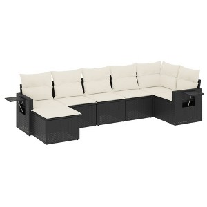 vidaXL Garden Sofa Set Black frame, Cream white cushions - 1 of 4