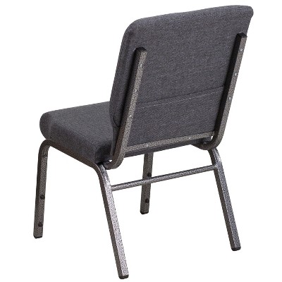 Elegant Dark Gray Fabric Stacking Chair with Silver Vein Metal Frame