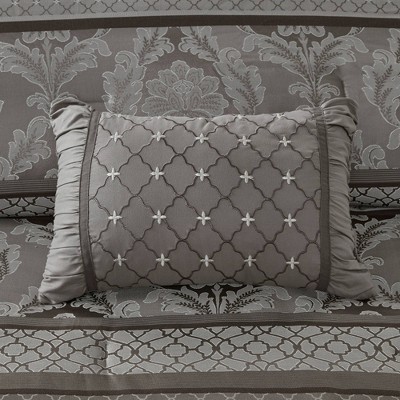 Bellagio Gray Jacquard 7-Piece Queen Comforter Set