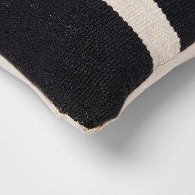 Oversized Black and Beige Woven Square Throw Pillow
