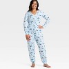 Women's "Tis the Ski-son!" Cozy Knit Long Sleeve Henley Holiday Matching Family Pajama Shirt - Wondershop™ Blue - 3 of 4